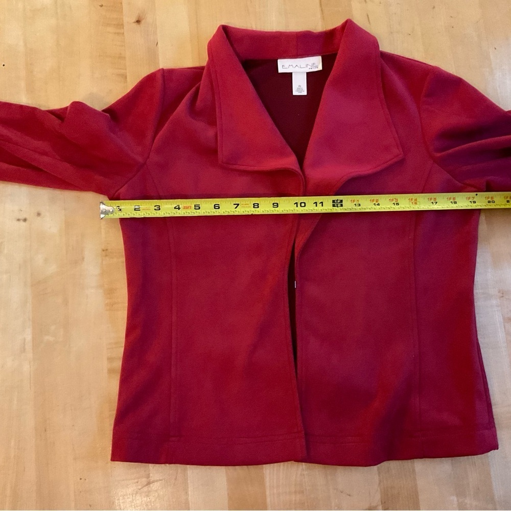 Emmeline Petite Red Faux Suede Open Front Jacket PS - Picture 14 of 15